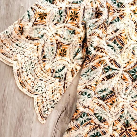 Anthropologie -Solitaire Crochet Knit Lace Boho Top Flared Sleeves Size Medium - Picture 5 of 6